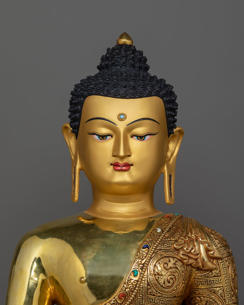 Shakyamuni Buddha The Enlightened Sage Statue | 24K Gold Gilded Sculpture