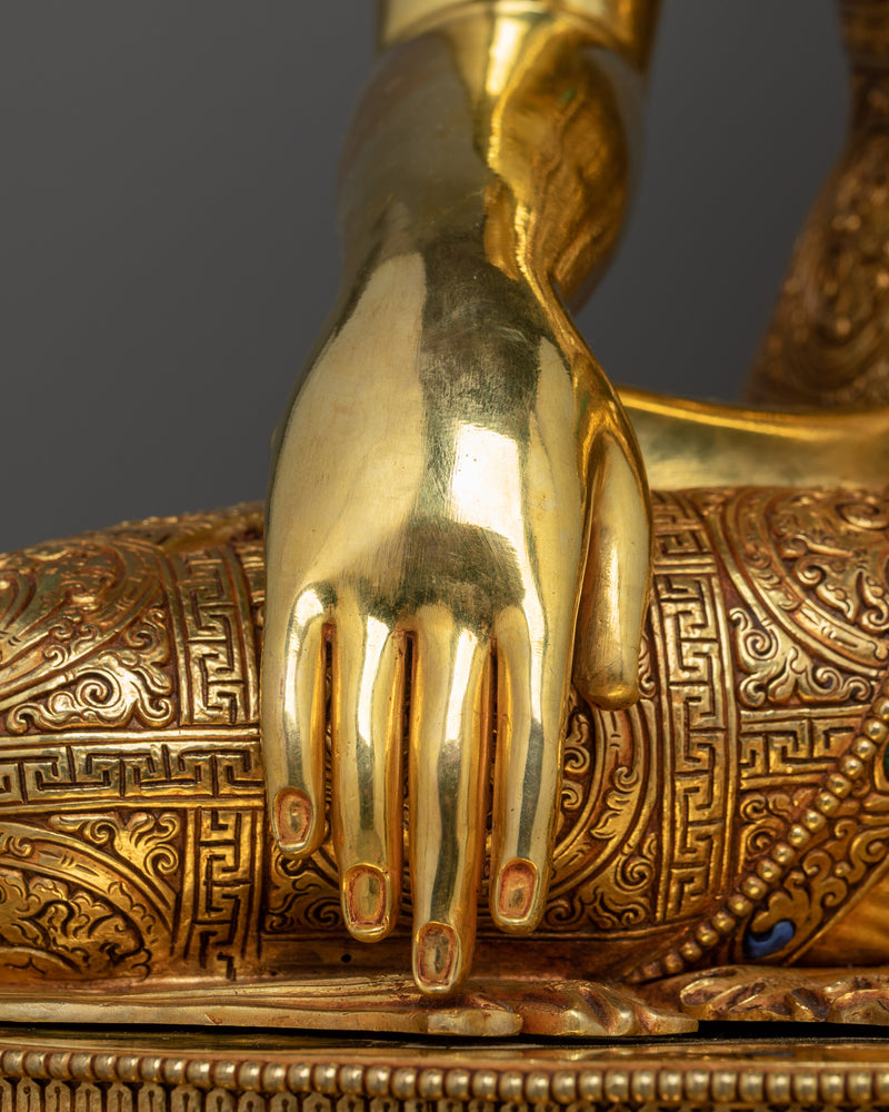 Shakyamuni Buddha The Enlightened Sage Statue | 24K Gold Gilded Sculpture