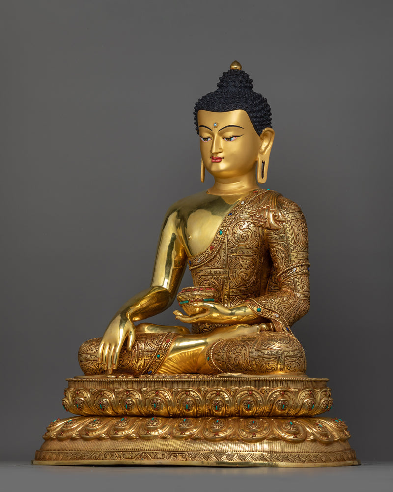 Shakyamuni Buddha The Enlightened Sage Statue | 24K Gold Gilded Sculpture