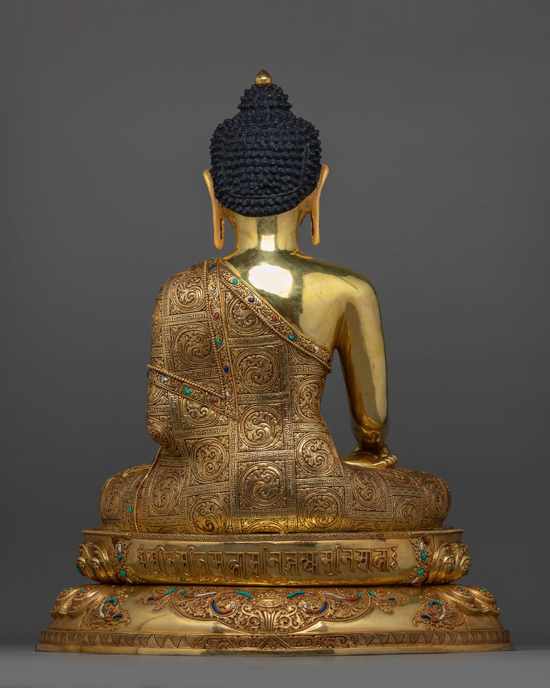 Shakyamuni Buddha The Enlightened Sage Statue | 24K Gold Gilded Sculpture