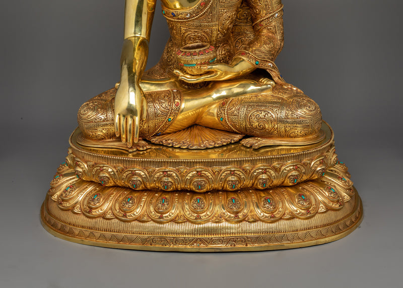 Shakyamuni Buddha The Enlightened Sage Statue | 24K Gold Gilded Sculpture