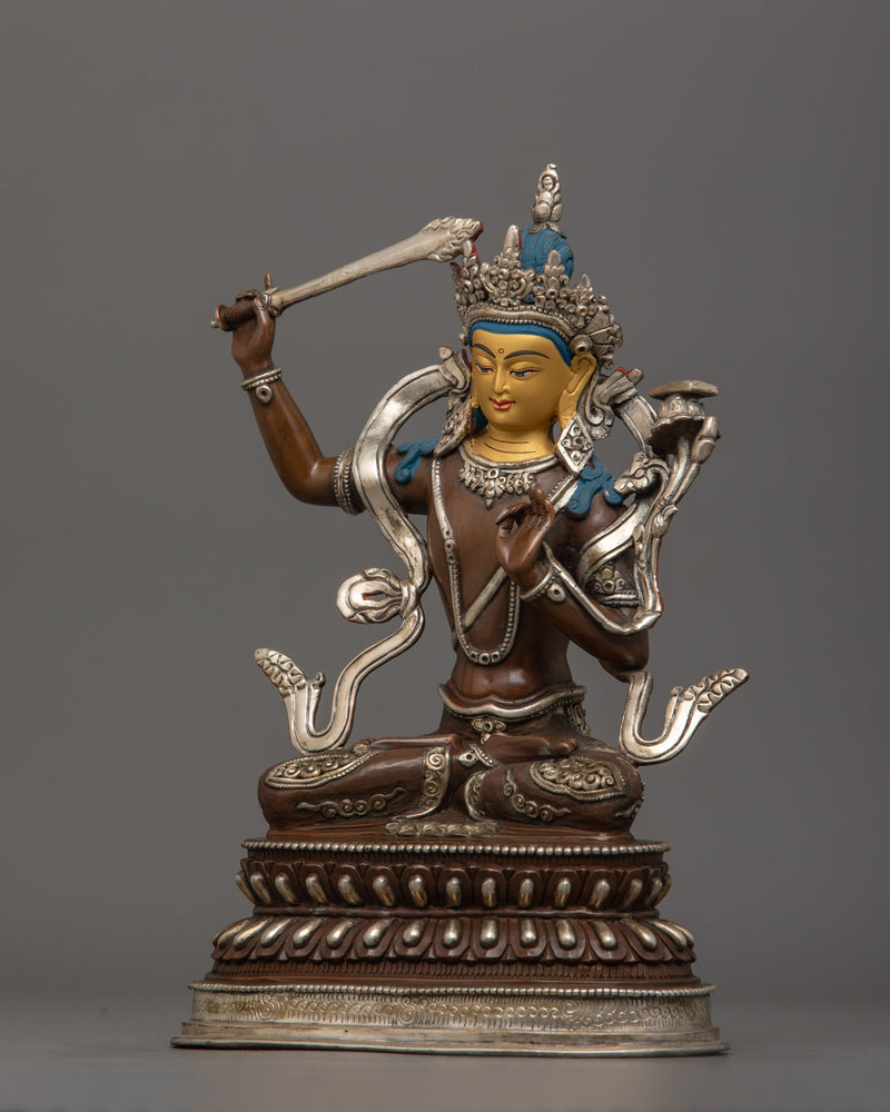 Dharma Protector Manjughosa (Manjushri) Sculpture | Bodhisattva of Wisdom