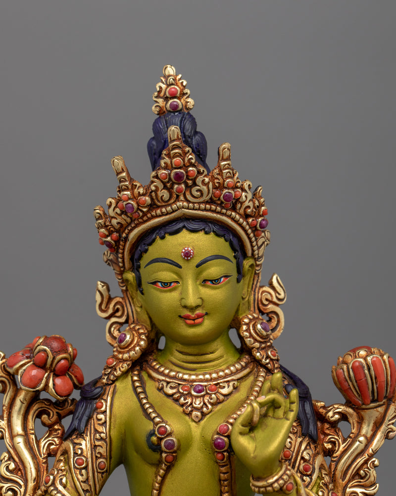 Feminine Bodhisattva Green Tara Figurine | Compassion and Protection Deity