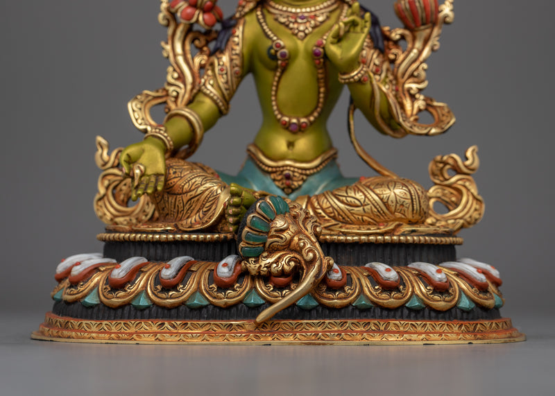 Feminine Bodhisattva Green Tara Figurine | Compassion and Protection Deity