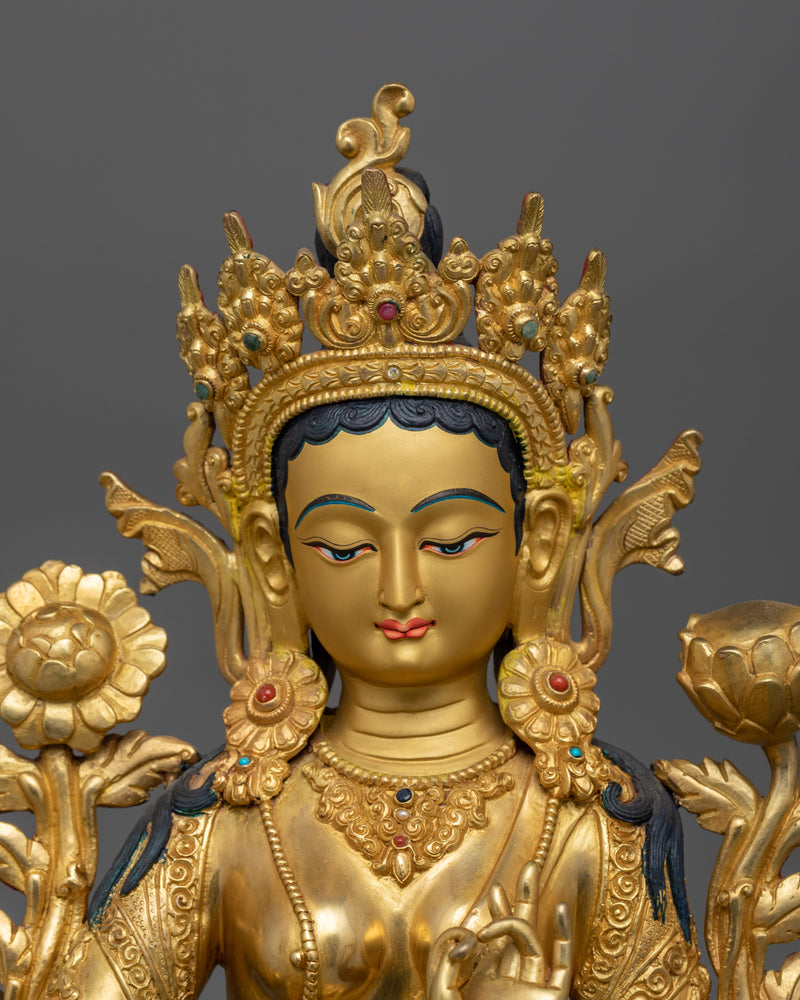 Female Buddha Sgrol Ljang Statue (Green Tara) | Tibetan Buddhism Art