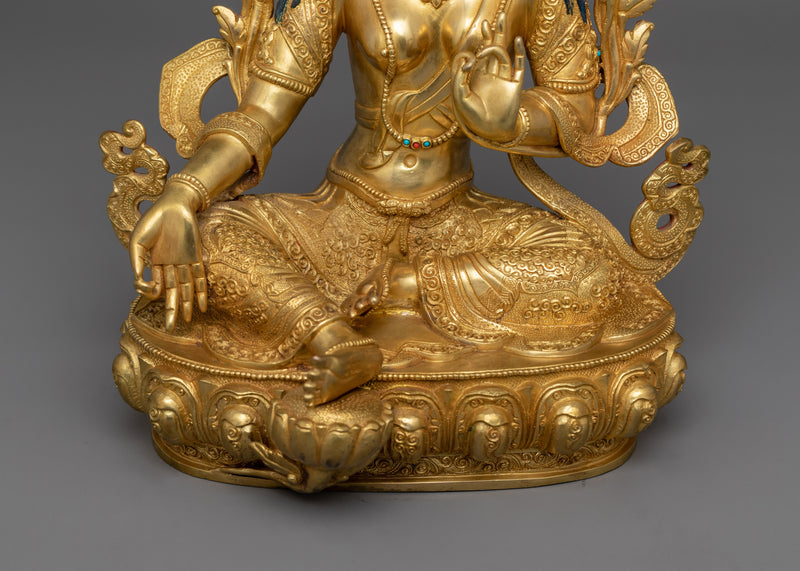 Female Buddha Sgrol Ljang Statue (Green Tara) | Tibetan Buddhism Art