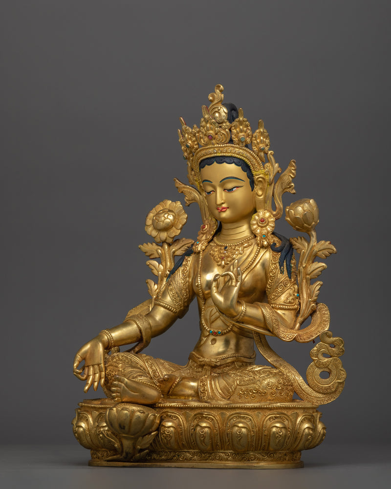 Female Buddha Sgrol Ljang Statue (Green Tara) | Tibetan Buddhism Art