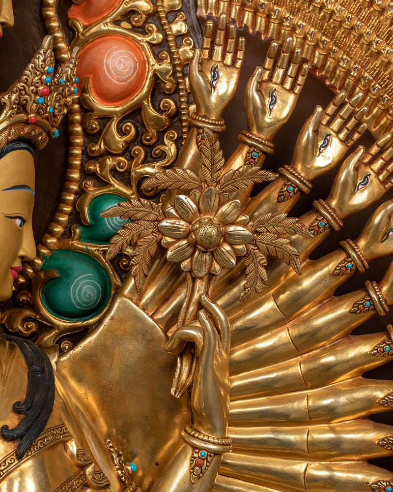 1000-Armed Chenresig Statue with Wish Fulfilling Jewel | A Majestic Compassionate Buddha