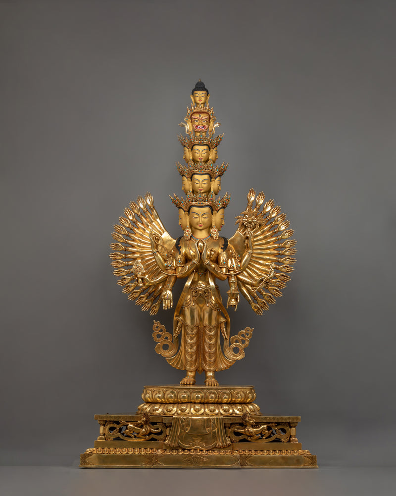 1000-Armed Chenresig Statue with Wish Fulfilling Jewel | A Majestic Compassionate Buddha