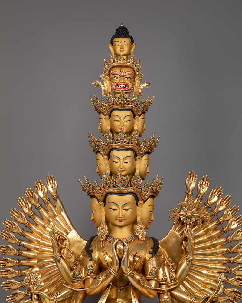 1000-Armed Chenresig Statue with Wish Fulfilling Jewel | A Majestic Compassionate Buddha