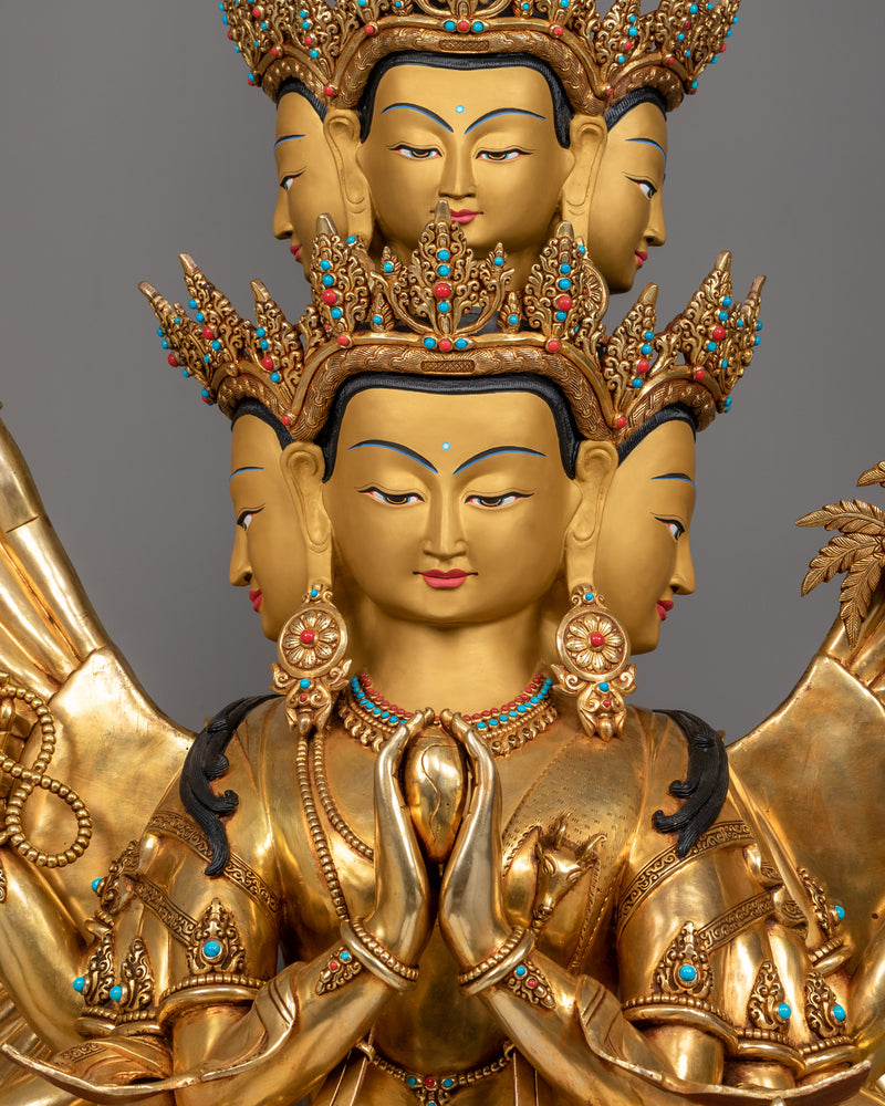 1000-Armed Chenresig Statue with Wish Fulfilling Jewel | A Majestic Compassionate Buddha