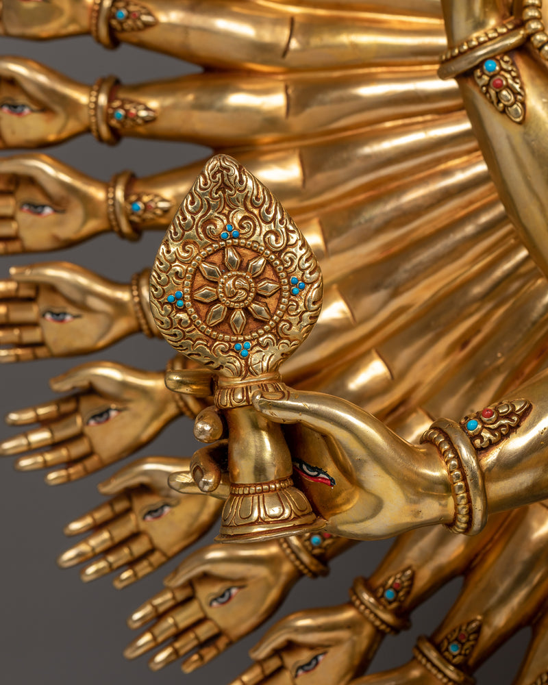 1000-Armed Chenresig Statue with Wish Fulfilling Jewel | A Majestic Compassionate Buddha