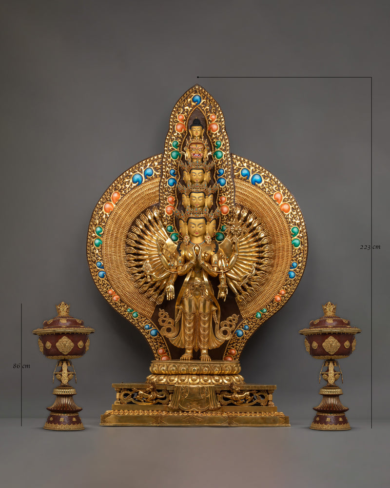 1000-Armed Chenresig Statue with Wish Fulfilling Jewel | A Majestic Compassionate Buddha