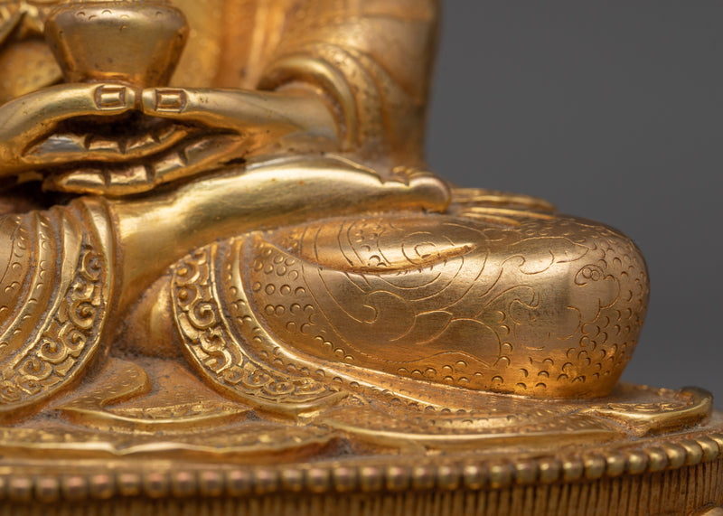 Gilded in 24k Gold Amitabha Buddha Divine Buddhist Sculpture | Tibetan Zen Artwork