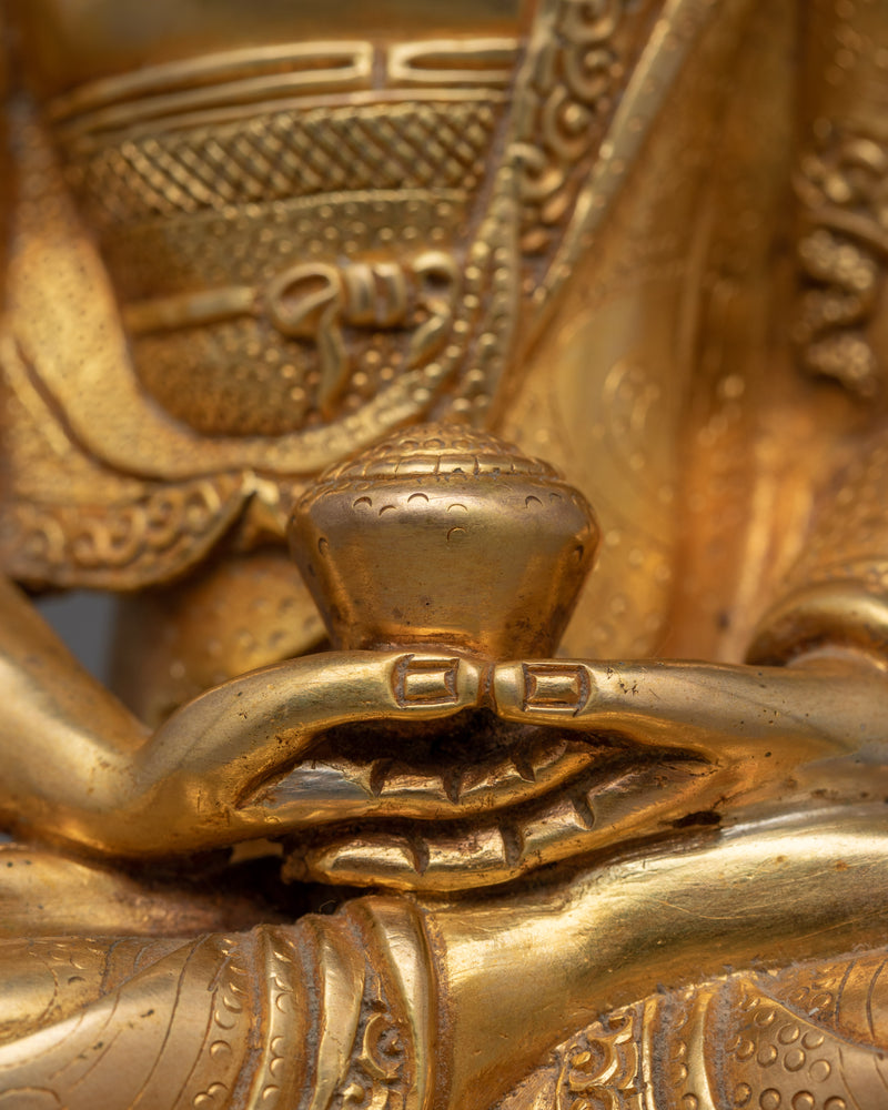 Gilded in 24k Gold Amitabha Buddha Divine Buddhist Sculpture | Tibetan Zen Artwork