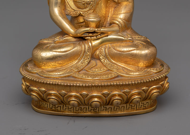 Gilded in 24k Gold Amitabha Buddha Divine Buddhist Sculpture | Tibetan Zen Artwork