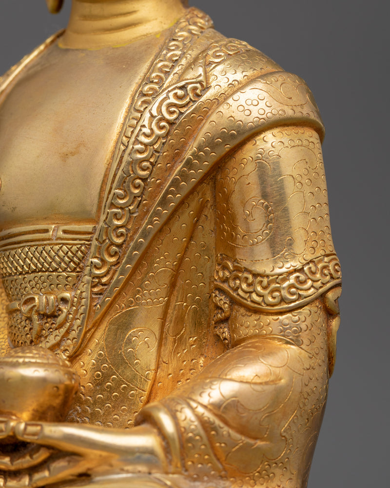 Gilded in 24k Gold Amitabha Buddha Divine Buddhist Sculpture | Tibetan Zen Artwork