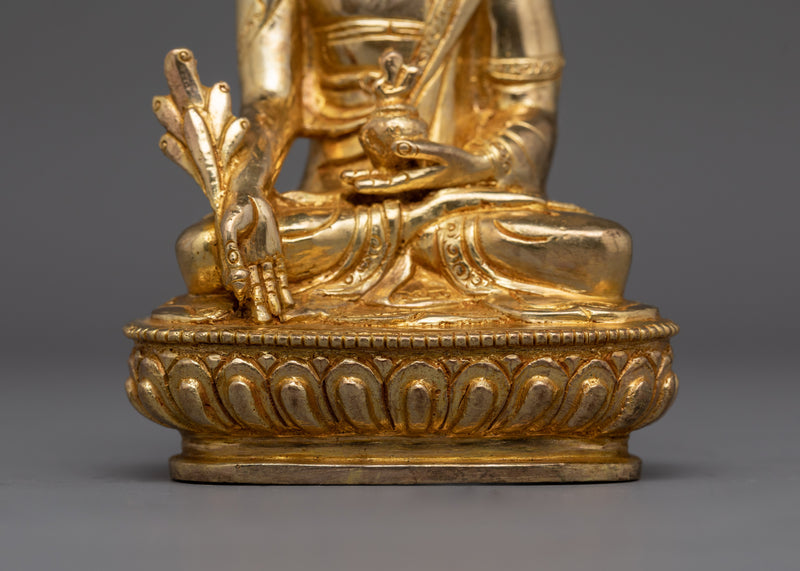 Traditionally Gilded in Gold 24K Bhaisajyaguru Healing Buddha Figurine | Handcrafted Buddhist Figurine