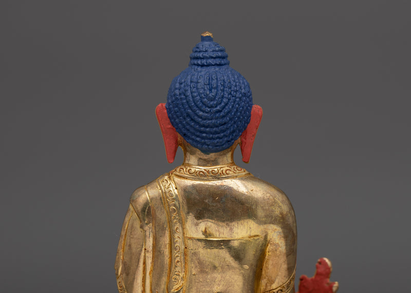 Traditionally Gilded in Gold 24K Bhaisajyaguru Healing Buddha Figurine | Handcrafted Buddhist Figurine