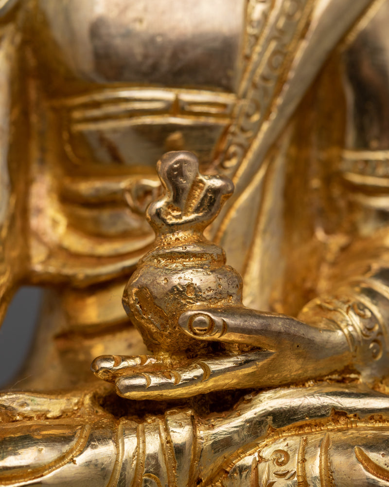 Traditionally Gilded in Gold 24K Bhaisajyaguru Healing Buddha Figurine | Handcrafted Buddhist Figurine