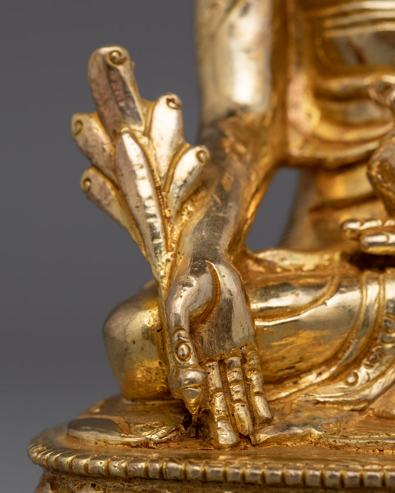 Traditionally Gilded in Gold 24K Bhaisajyaguru Healing Buddha Figurine | Handcrafted Buddhist Figurine