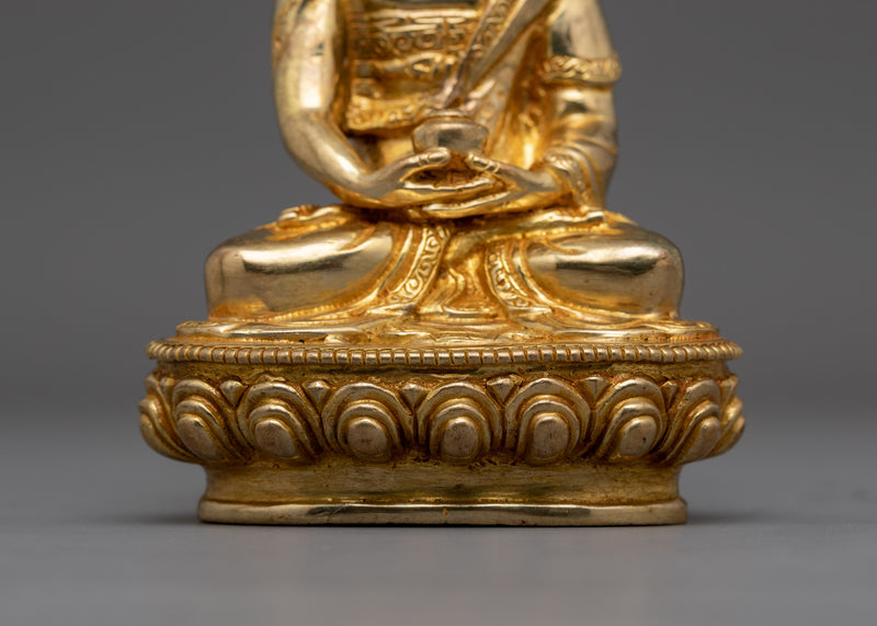 Gold Gilded Amitabha Buddha Copper Figurine | Handmade Himalayan Crafted Artwork