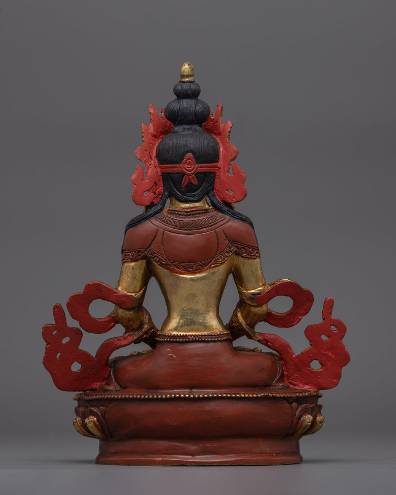 Handsculpted Buddha Amitayus Kadampa Statue | Tibetan Deity of Longevity