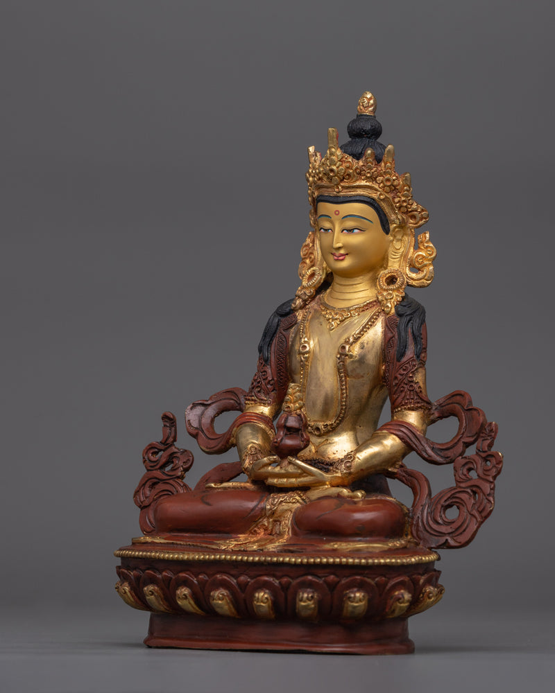 Handsculpted Buddha Amitayus Kadampa Statue | Tibetan Deity of Longevity