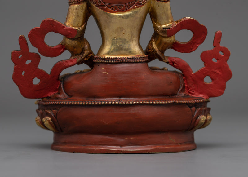 Handsculpted Buddha Amitayus Kadampa Statue | Tibetan Deity of Longevity