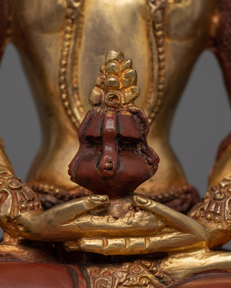 Handsculpted Buddha Amitayus Kadampa Statue | Tibetan Deity of Longevity