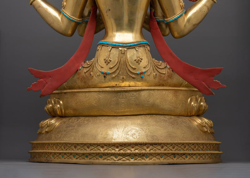 Mindfulness Compassionate Deity Avalokiteshvara Statue | Four-Armed Chenrezig