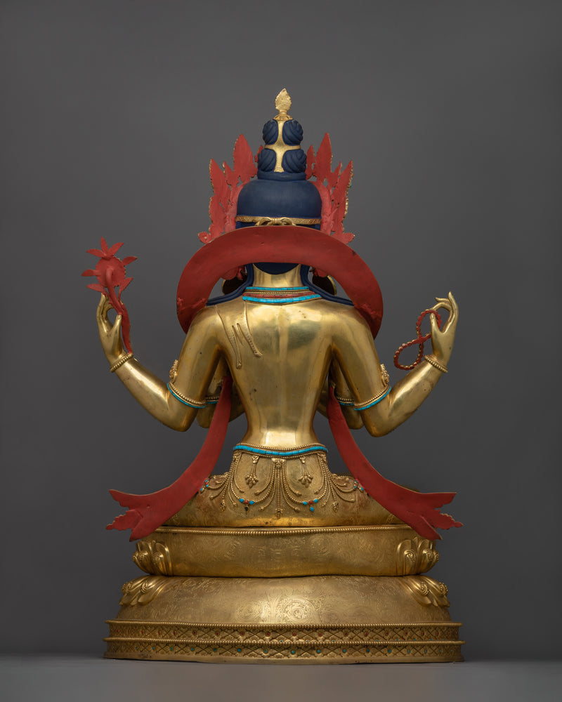 Mindfulness Compassionate Deity Avalokiteshvara Statue | Four-Armed Chenrezig