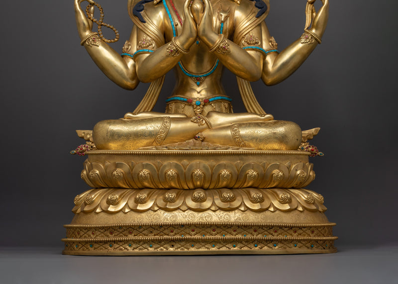 Mindfulness Compassionate Deity Avalokiteshvara Statue | Four-Armed Chenrezig