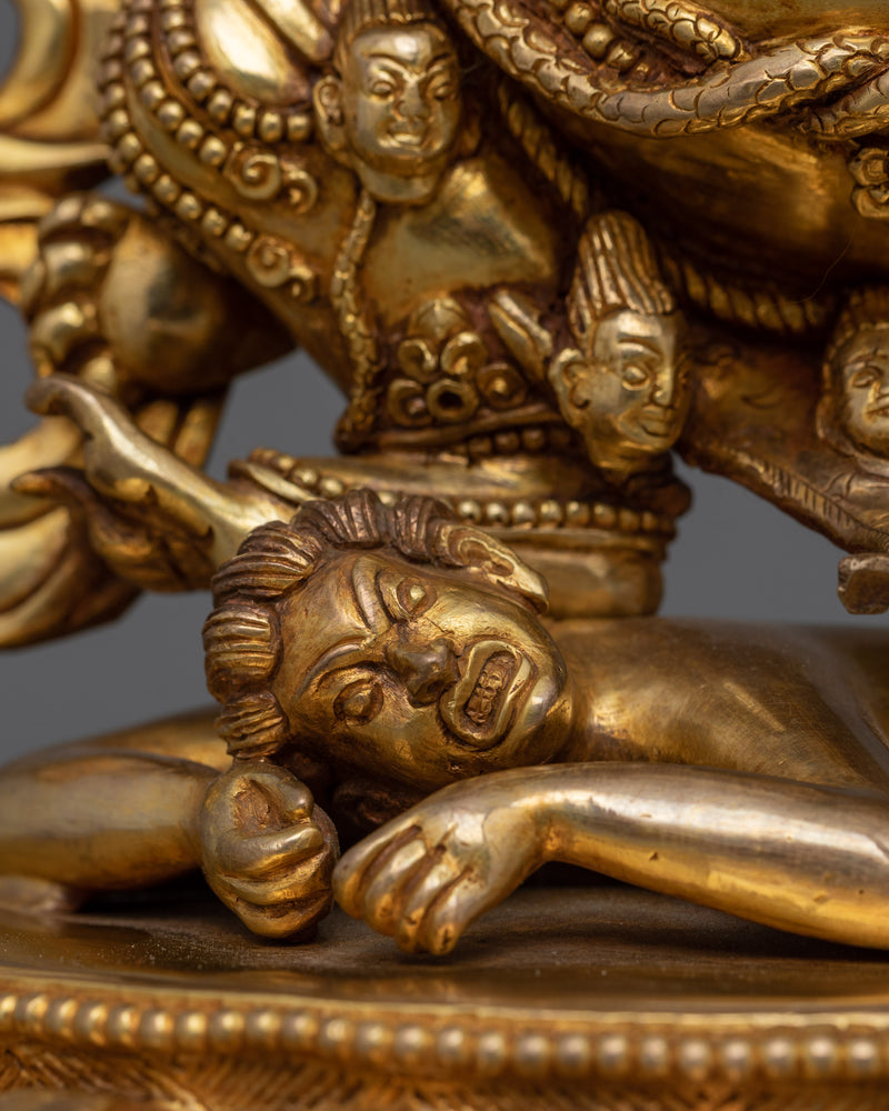 24K Gold Gilded Wrathful Protector Shakya Mahakala | Tibetan Buddhism Deity