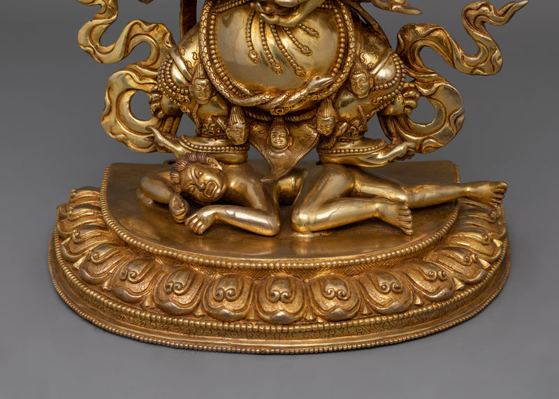 24K Gold Gilded Wrathful Protector Shakya Mahakala | Tibetan Buddhism Deity