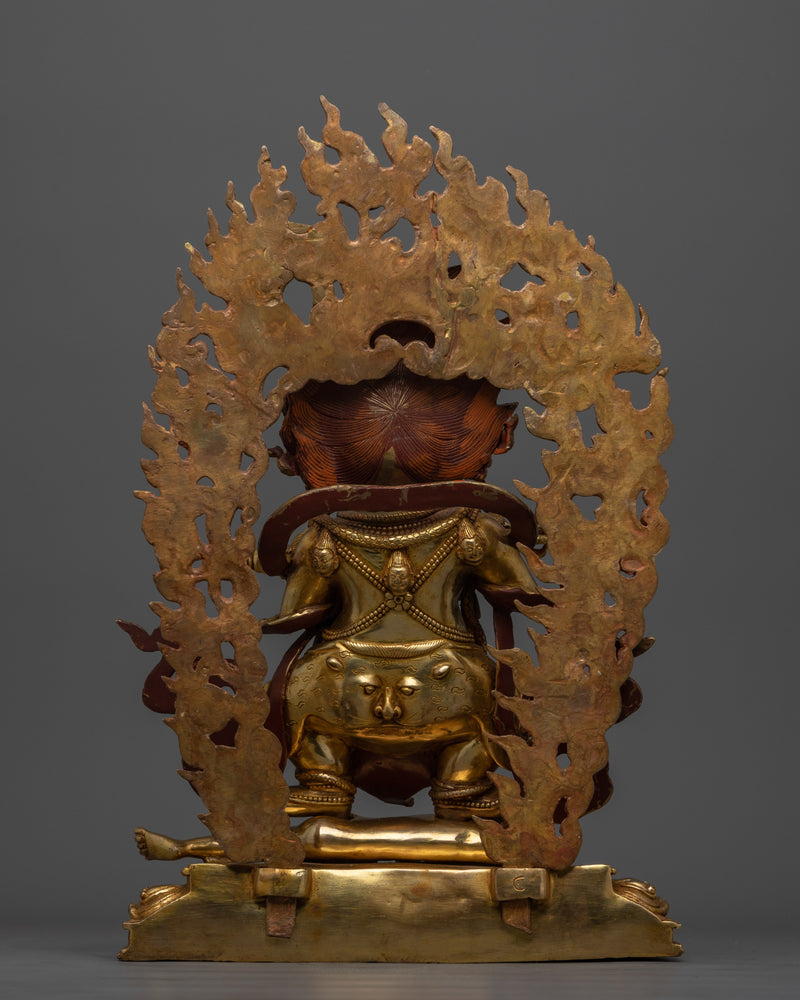 24K Gold Gilded Wrathful Protector Shakya Mahakala | Tibetan Buddhism Deity