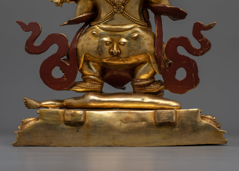 24K Gold Gilded Wrathful Protector Shakya Mahakala | Tibetan Buddhism Deity