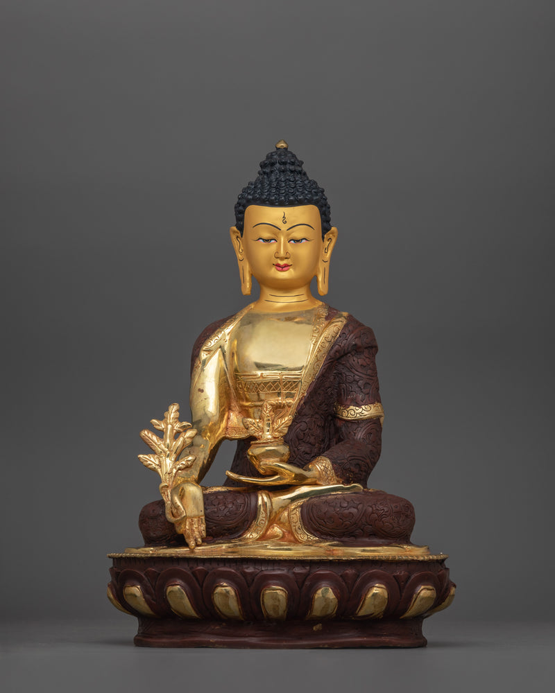 Enlightened Buddhist Deity Bhaisajyaguru Sculpture Medicine Buddha | Spiritual Home Decor