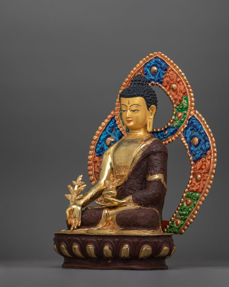 Enlightened Buddhist Deity Bhaisajyaguru Sculpture Medicine Buddha | Spiritual Home Decor