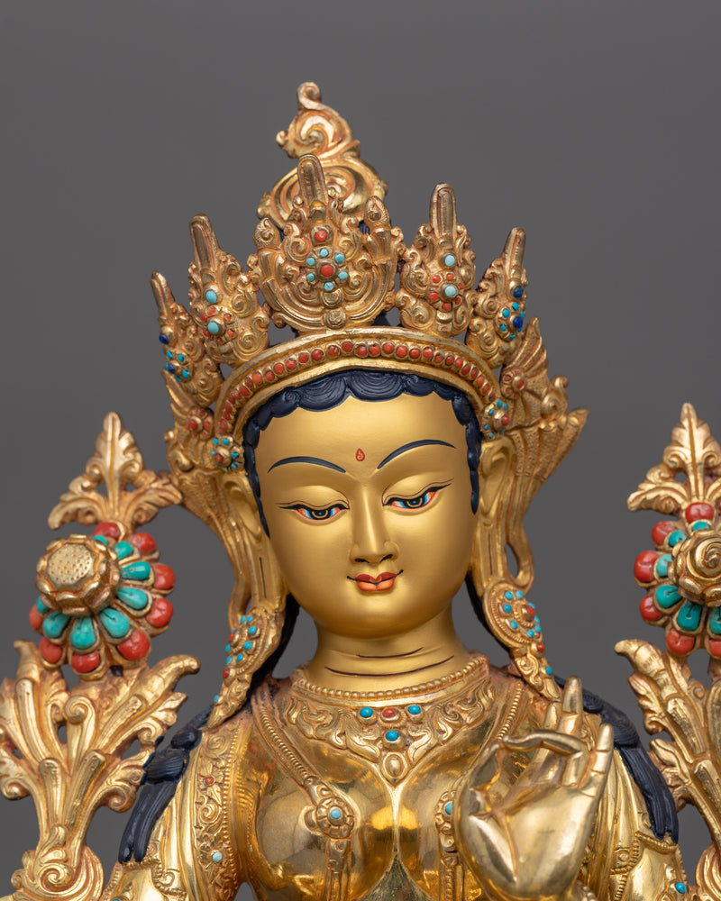 Himalayan Spiritual Green Tara Goddess of Swift Assistance Statue | Sacred Feminine Deity