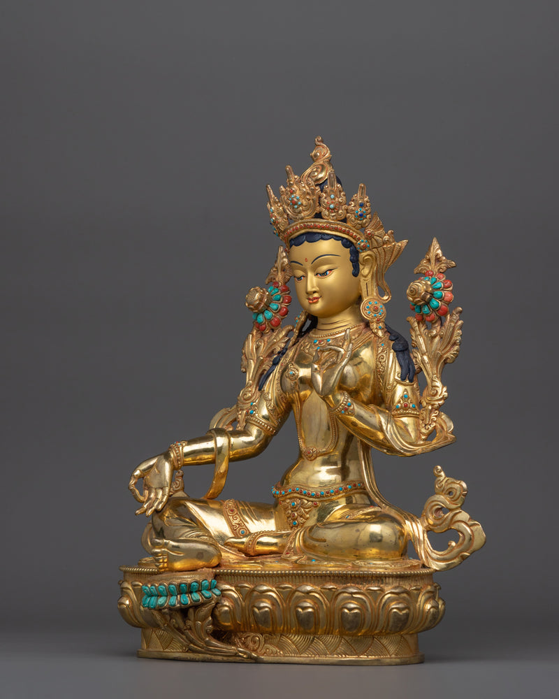 Himalayan Spiritual Green Tara Goddess of Swift Assistance Statue | Sacred Feminine Deity