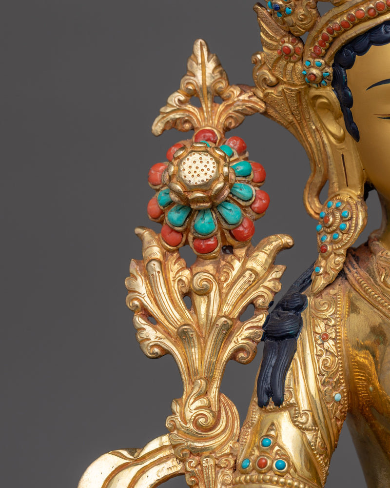 Himalayan Spiritual Green Tara Goddess of Swift Assistance Statue | Sacred Feminine Deity