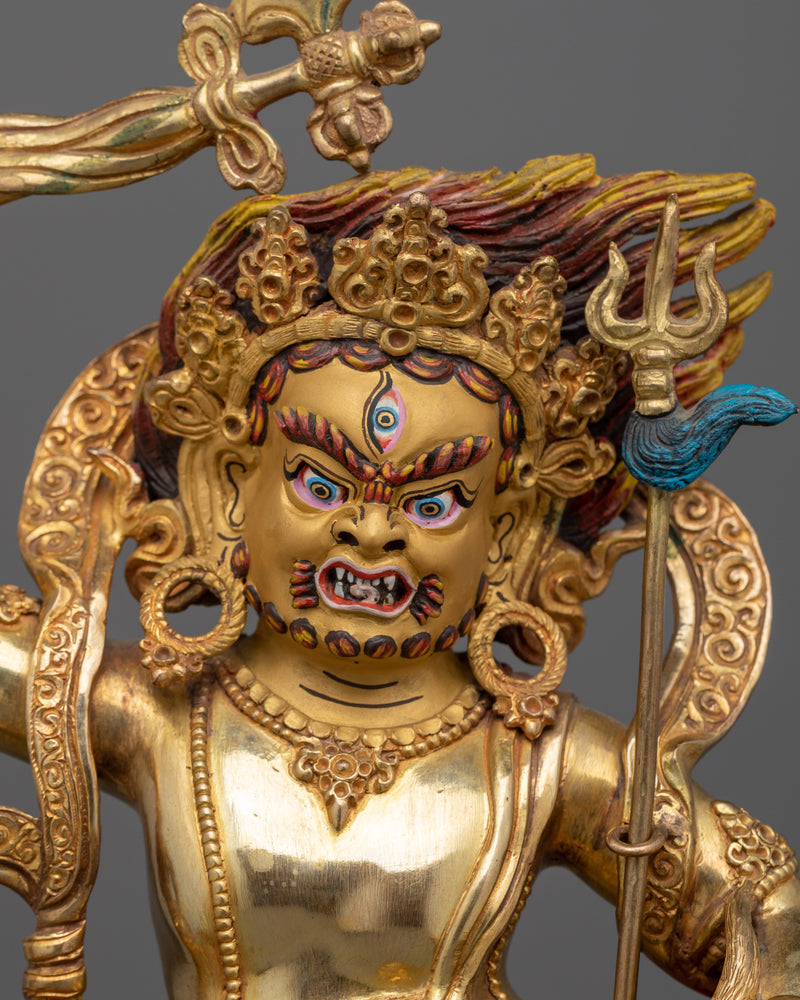 Wealth Deity White Dzambhala Buddhist Statue | Gold Gilded Himalayan Art