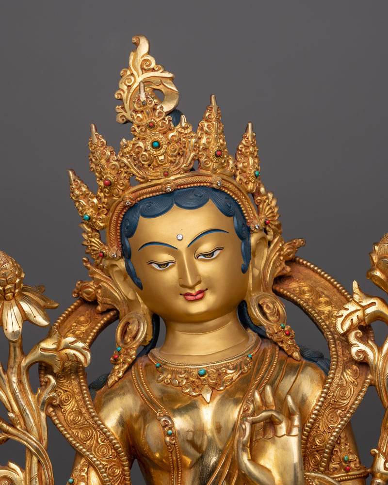 Green Tara Representation of Female EnergyStatue | Buddhist Tara Compassion Deity Statue