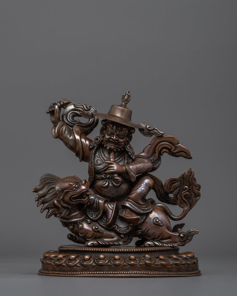 Wrathful Protector Dorje Legpa Sacred Figurine | Oxidized Copper Himalayan Craft