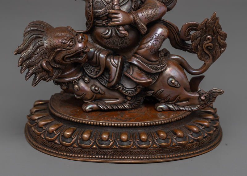 Wrathful Protector Dorje Legpa Sacred Figurine | Oxidized Copper Himalayan Craft