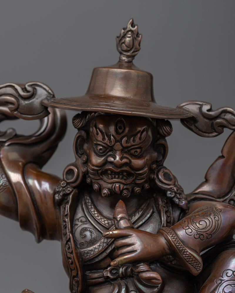 Wrathful Protector Dorje Legpa Sacred Figurine | Oxidized Copper Himalayan Craft