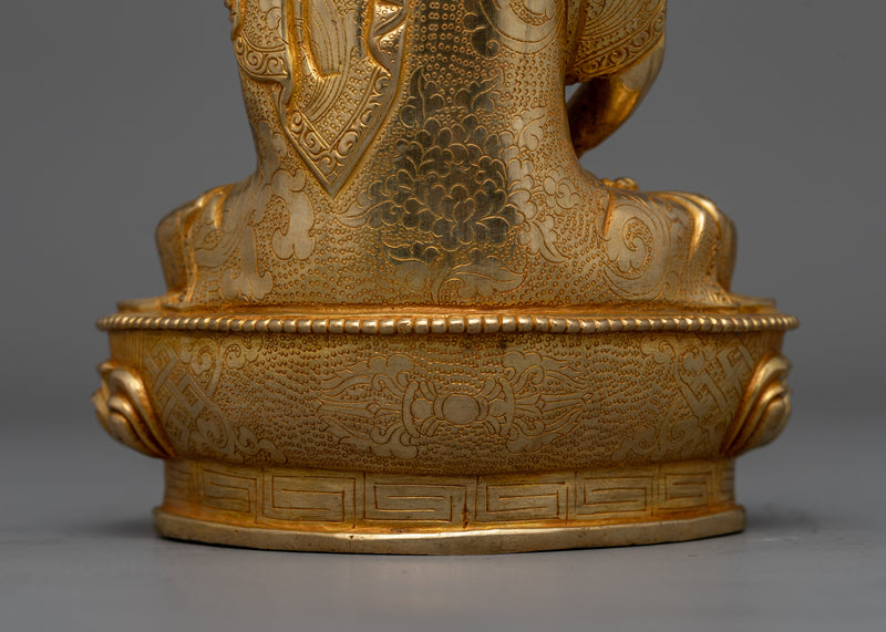 Amida Bosatsu Figurine Sacred Art | Gold Gilded Copper Statue for Sacred Spaces