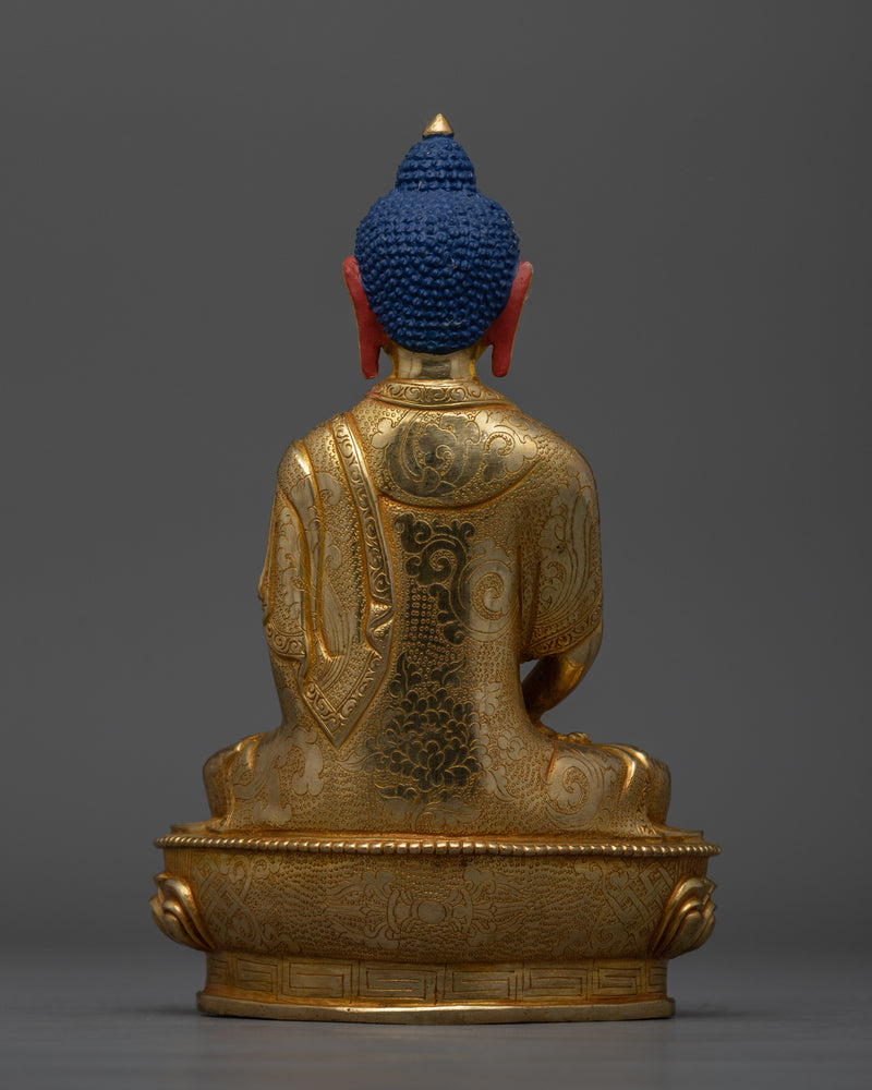 Amida Bosatsu Figurine Sacred Art | Gold Gilded Copper Statue for Sacred Spaces