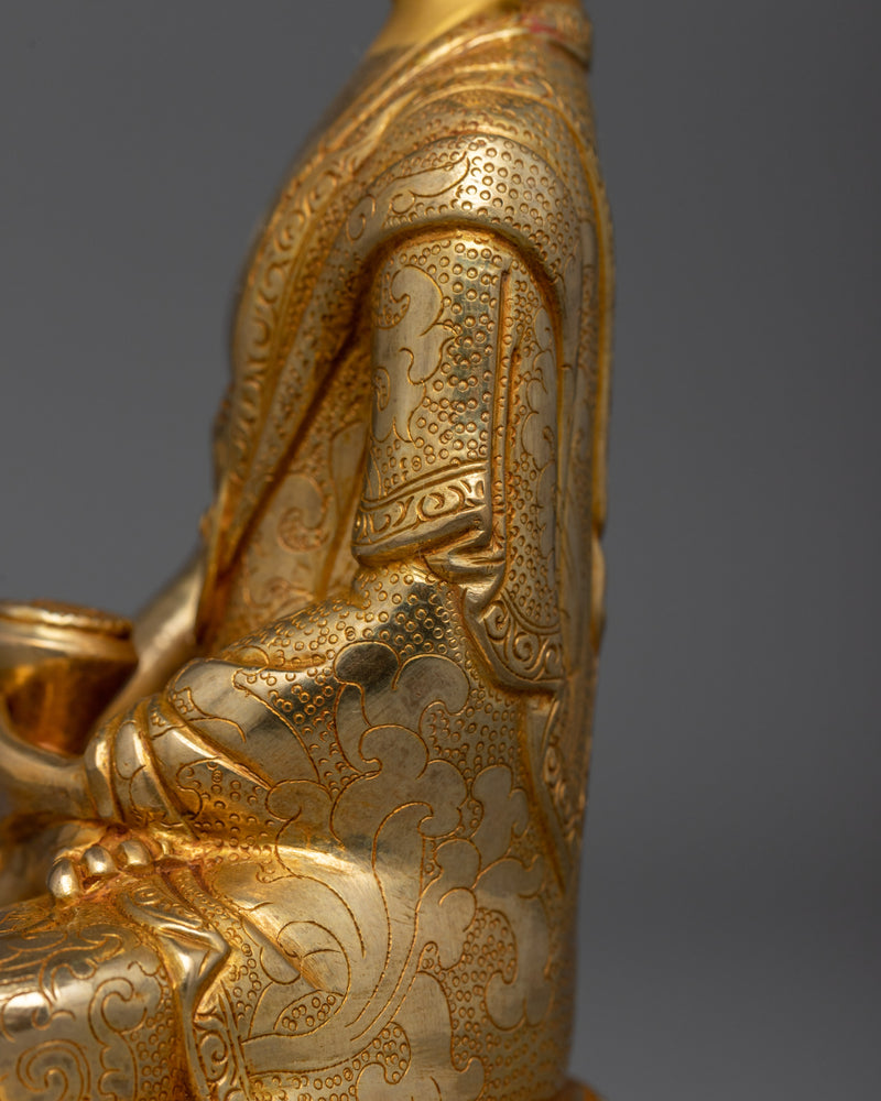 Amida Bosatsu Figurine Sacred Art | Gold Gilded Copper Statue for Sacred Spaces